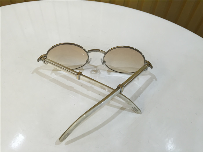 Cartier 7550178 55-22 White Curve Cattle Horn Sunglasses In Silver Brown - PerfectKickZ
