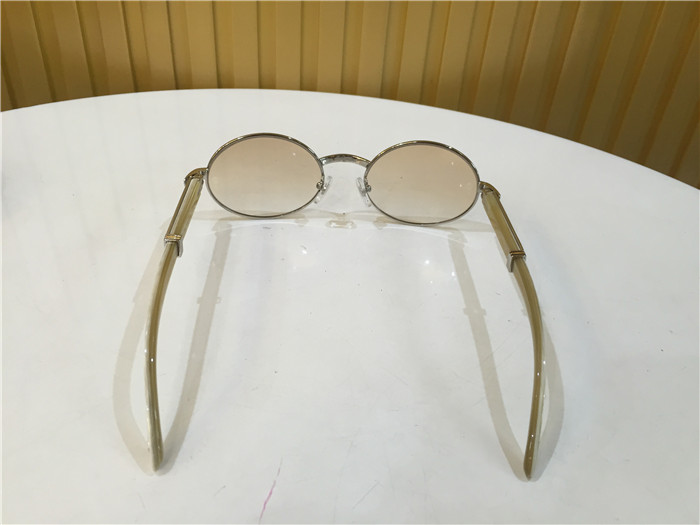 Cartier 7550178 55-22 White Curve Cattle Horn Sunglasses In Silver Brown - PerfectKickZ