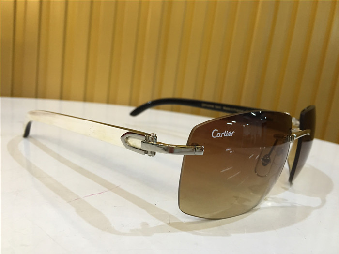 Cartier 4189705 White Mix Black Buffalo Sunglasses In Silver - PerfectKickZ