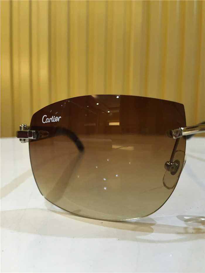 Cartier 4189705 White Mix Black Buffalo Sunglasses In Silver - PerfectKickZ