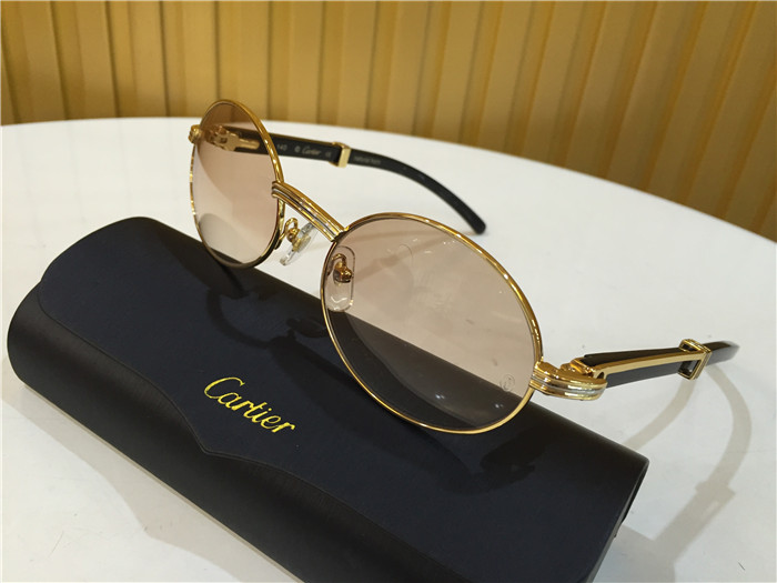 Cartier 7550178 55-22 Black Curve Cattle Horn Sunglasses In Gold Brown - PerfectKickZ