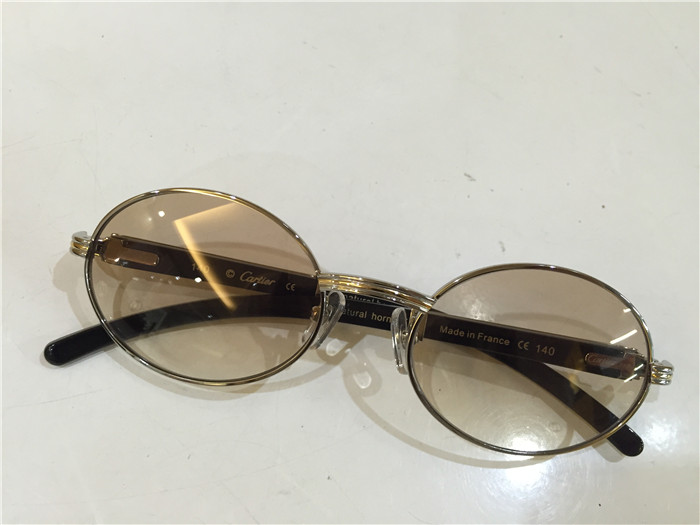 Cartier 7550178 55-22 Black Curve Cattle Horn Sunglasses In Silver Brown - PerfectKickZ