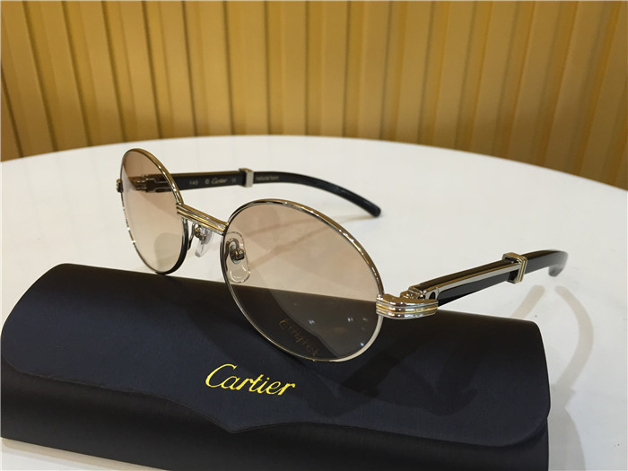 Cartier 7550178 55-22 Black Curve Cattle Horn Sunglasses In Silver Brown - PerfectKickZ