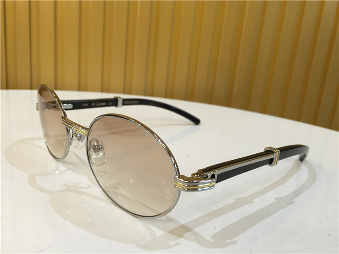 Cartier 7550178 55-22 Black Curve Cattle Horn Sunglasses In Silver Brown - PerfectKickZ