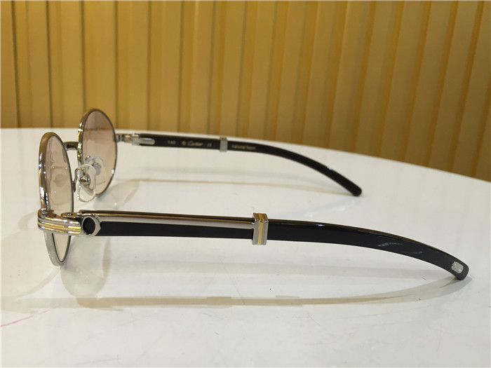 Cartier 7550178 55-22 Black Curve Cattle Horn Sunglasses In Silver Brown - PerfectKickZ