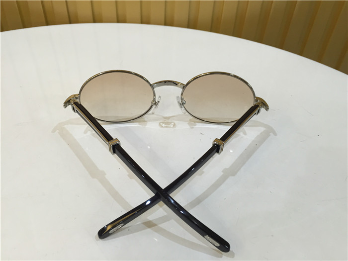 Cartier 7550178 55-22 Black Curve Cattle Horn Sunglasses In Silver Brown - PerfectKickZ