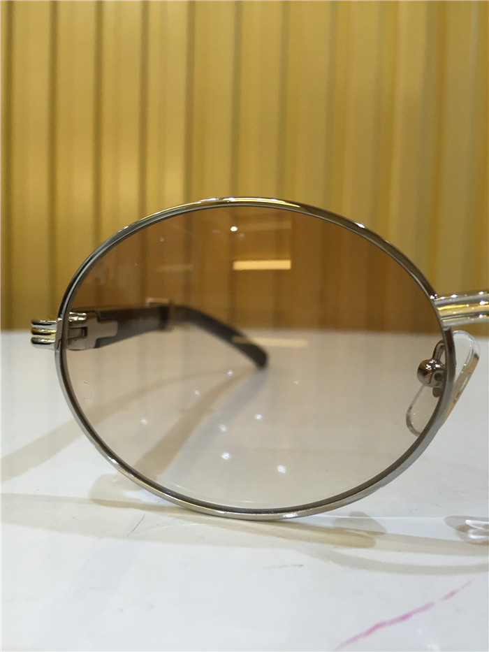 Cartier 7550178 55-22 Black Curve Cattle Horn Sunglasses In Silver Brown - PerfectKickZ
