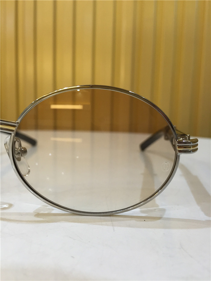 Cartier 7550178 55-22 Black Curve Cattle Horn Sunglasses In Silver Brown - PerfectKickZ