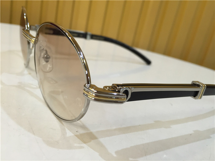 Cartier 7550178 55-22 Black Curve Cattle Horn Sunglasses In Silver Brown - PerfectKickZ