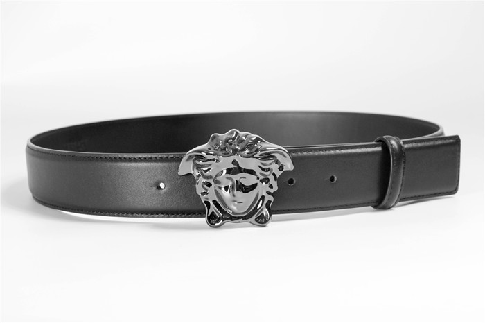 Versace Black Leather Versace Medusa Mens Belt Head Buckle - PerfectKickZ