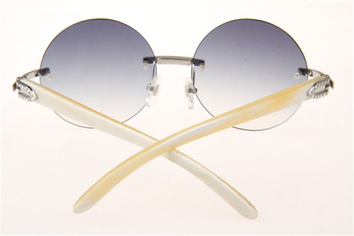 Cartier 3524012 Diamond White Buffalo Sunglasses In Silver With Grey Gradient Round Lens - PerfectKickZ