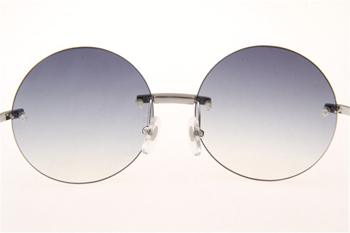 Cartier 3524012 Diamond White Buffalo Sunglasses In Silver With Grey Gradient Round Lens - PerfectKickZ