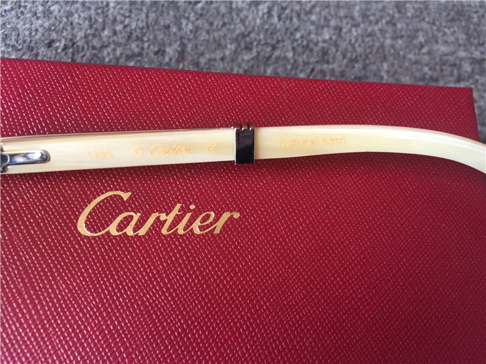 Cartier 7550178 57-22 White Curve Cattle  Horn  Sunglasses In  Gold Brown - PerfectKickZ