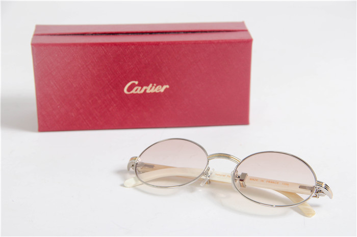 Cartier 7550178 57-22 White Curve Cattle  Horn  Sunglasses In  Gold Brown - PerfectKickZ
