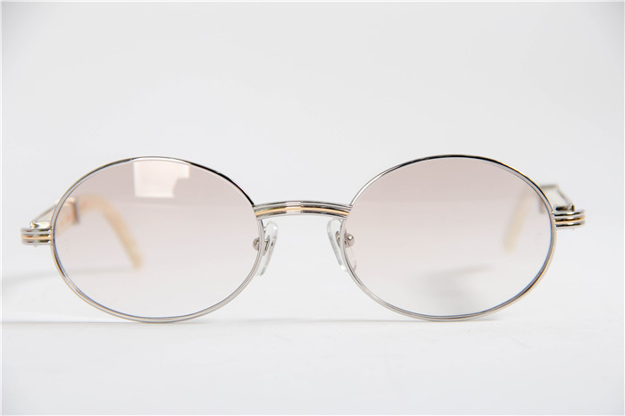 Cartier 7550178 57-22 White Curve Cattle  Horn  Sunglasses In  Gold Brown - PerfectKickZ