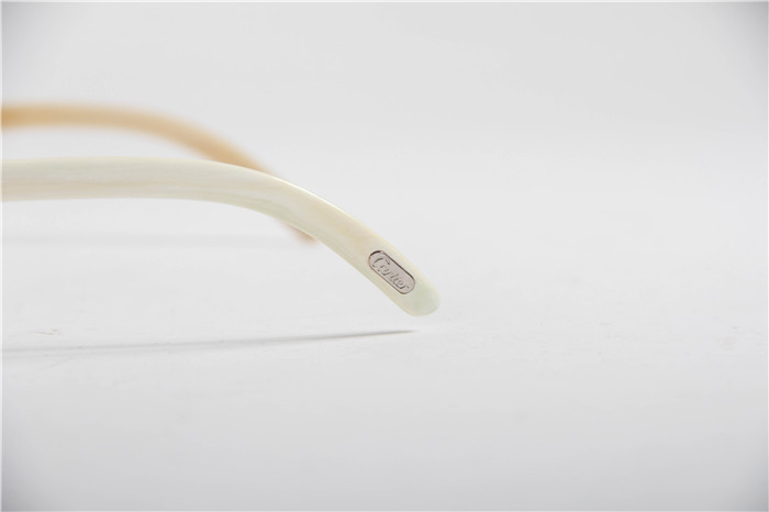 Cartier 7550178 57-22 White Curve Cattle  Horn  Sunglasses In  Gold Brown - PerfectKickZ