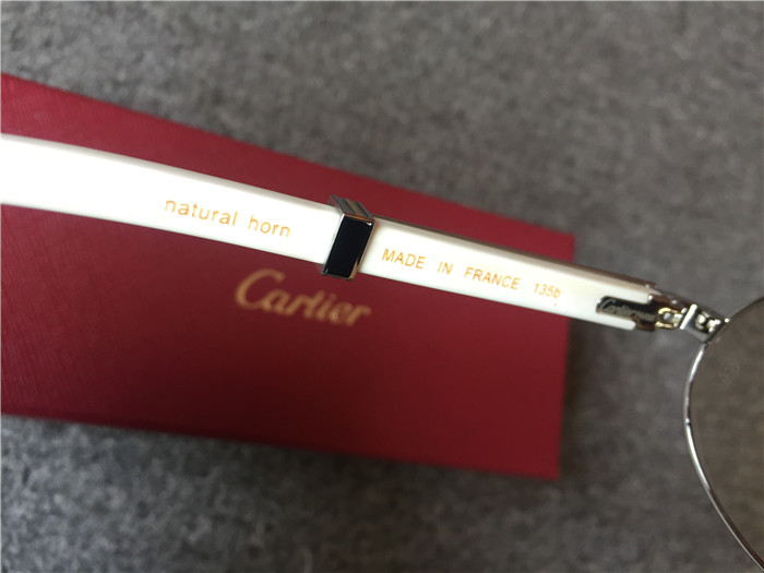 Cartier 7550178 57-22 White Curve Cattle  Horn  Sunglasses In  Gold Brown - PerfectKickZ