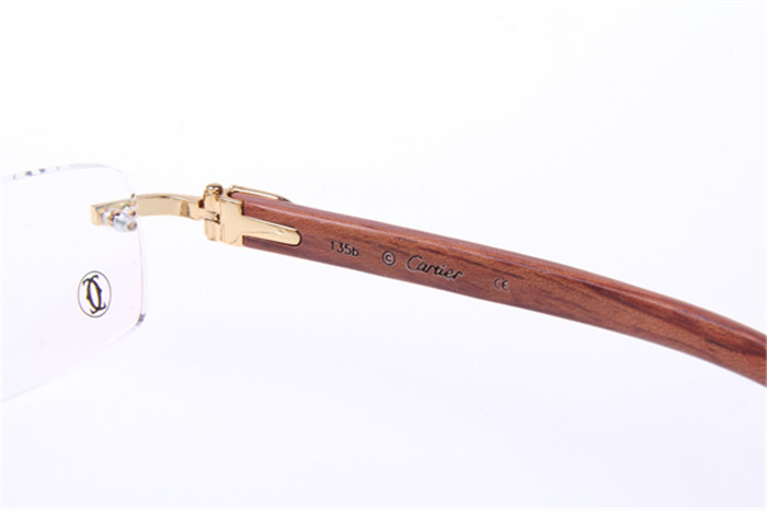 Cartier 3524013 Wood Eyeglasses In Gold - PerfectKickZ