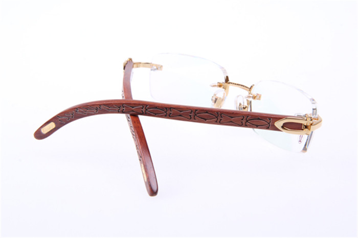 Cartier 3524013 Wood Eyeglasses In Gold - PerfectKickZ