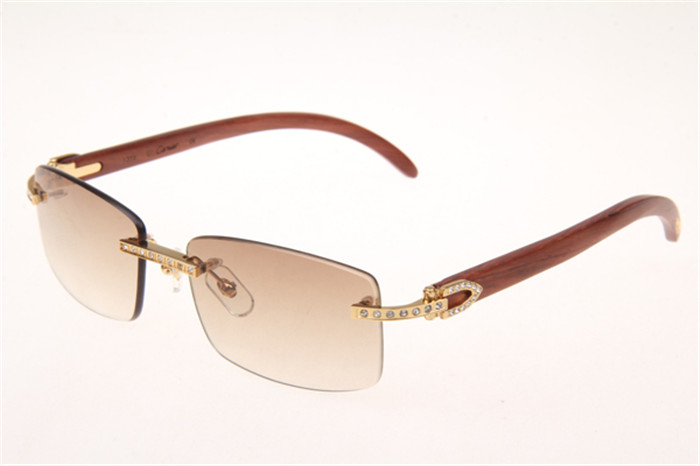 Cartier 3524012 Diamond Wood Sunglasses In Gold With Brown Gradient Lens - PerfectKickZ