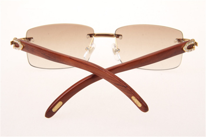 Cartier 3524012 Diamond Wood Sunglasses In Gold With Brown Gradient Lens - PerfectKickZ