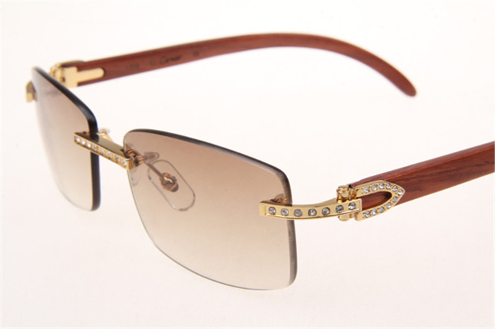 Cartier 3524012 Diamond Wood Sunglasses In Gold With Brown Gradient Lens - PerfectKickZ