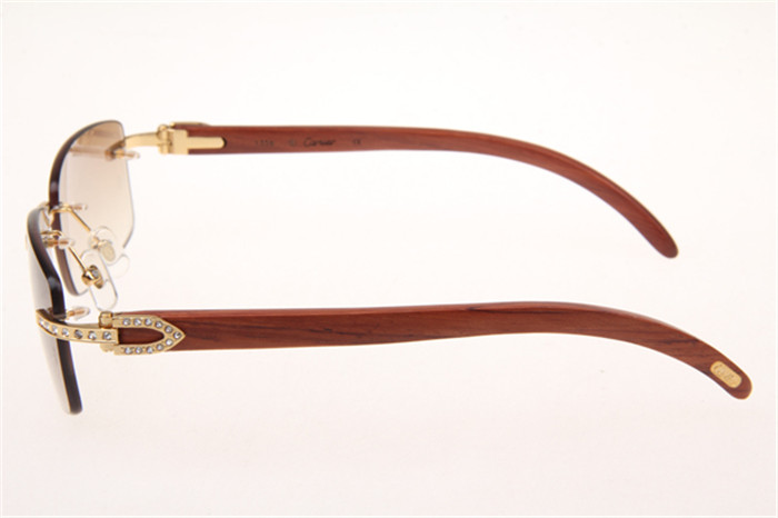 Cartier 3524012 Diamond Wood Sunglasses In Gold With Brown Gradient Lens - PerfectKickZ