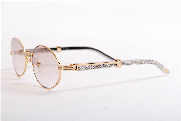 Cartier 7550178 55-22 Diamond Silver Curve Stainless Steel Sunglasses In Gold Brown - PerfectKickZ