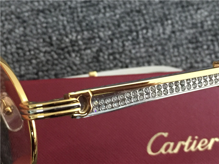 Cartier 7550178 55-22 Diamond Silver Curve Stainless Steel Sunglasses In Gold Brown - PerfectKickZ