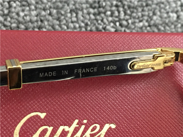 Cartier 7550178 55-22 Diamond Silver Curve Stainless Steel Sunglasses In Gold Brown - PerfectKickZ