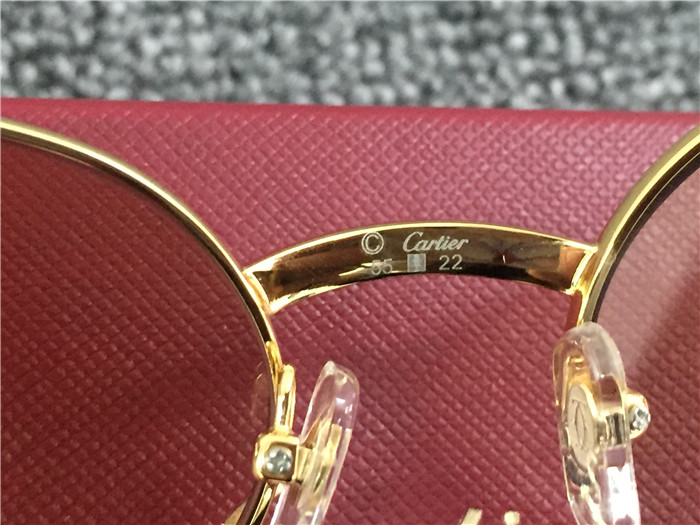 Cartier 7550178 55-22 Diamond Silver Curve Stainless Steel Sunglasses In Gold Brown - PerfectKickZ