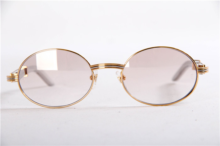 Cartier 7550178 55-22 Diamond Silver Curve Stainless Steel Sunglasses In Gold Brown - PerfectKickZ
