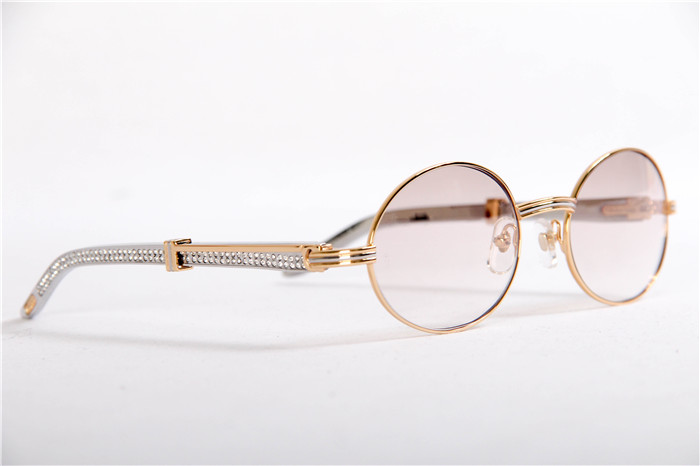 Cartier 7550178 55-22 Diamond Silver Curve Stainless Steel Sunglasses In Gold Brown - PerfectKickZ