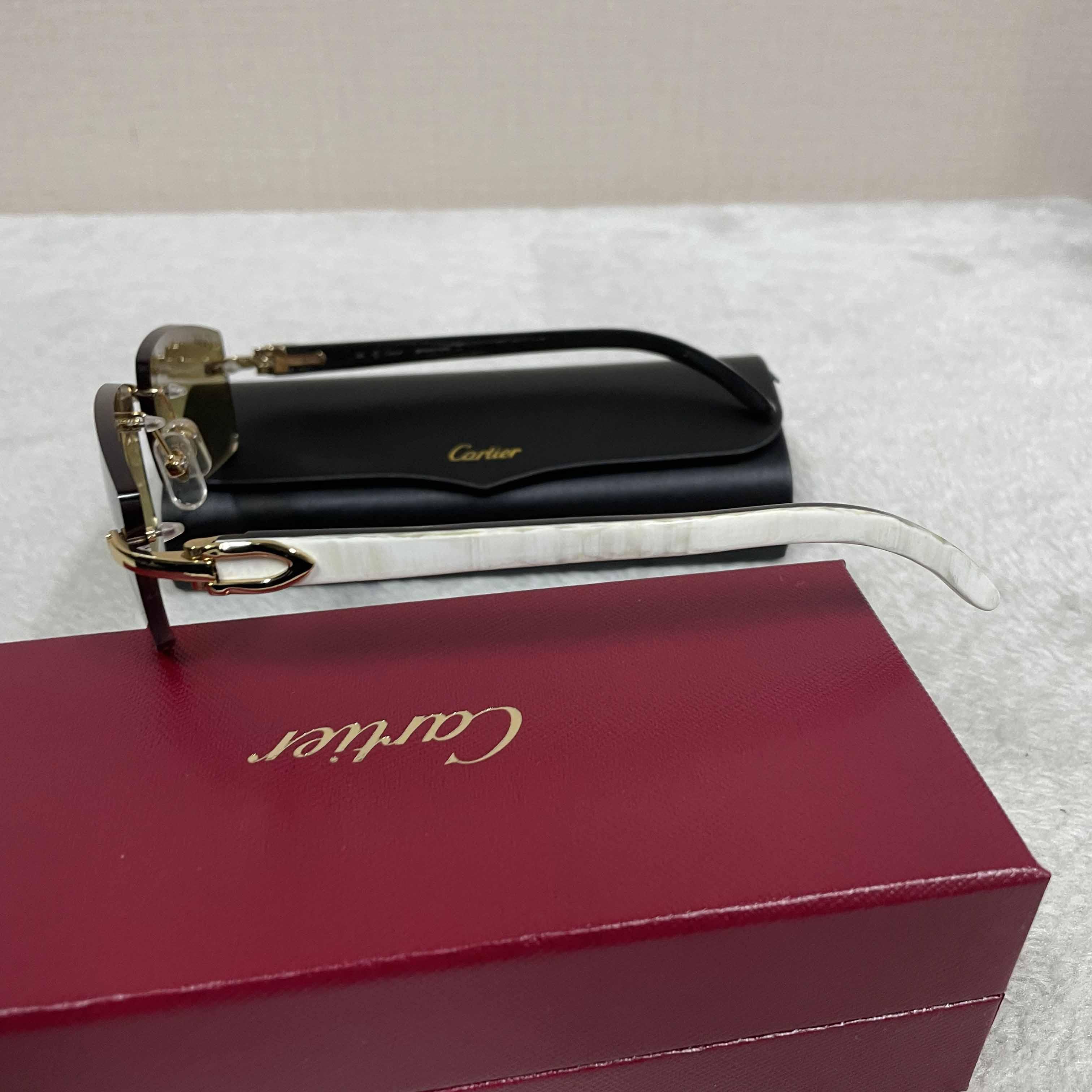 Cartier 3524012 White Buffalo Big Lens Sunglasses In Brown - PerfectKickZ