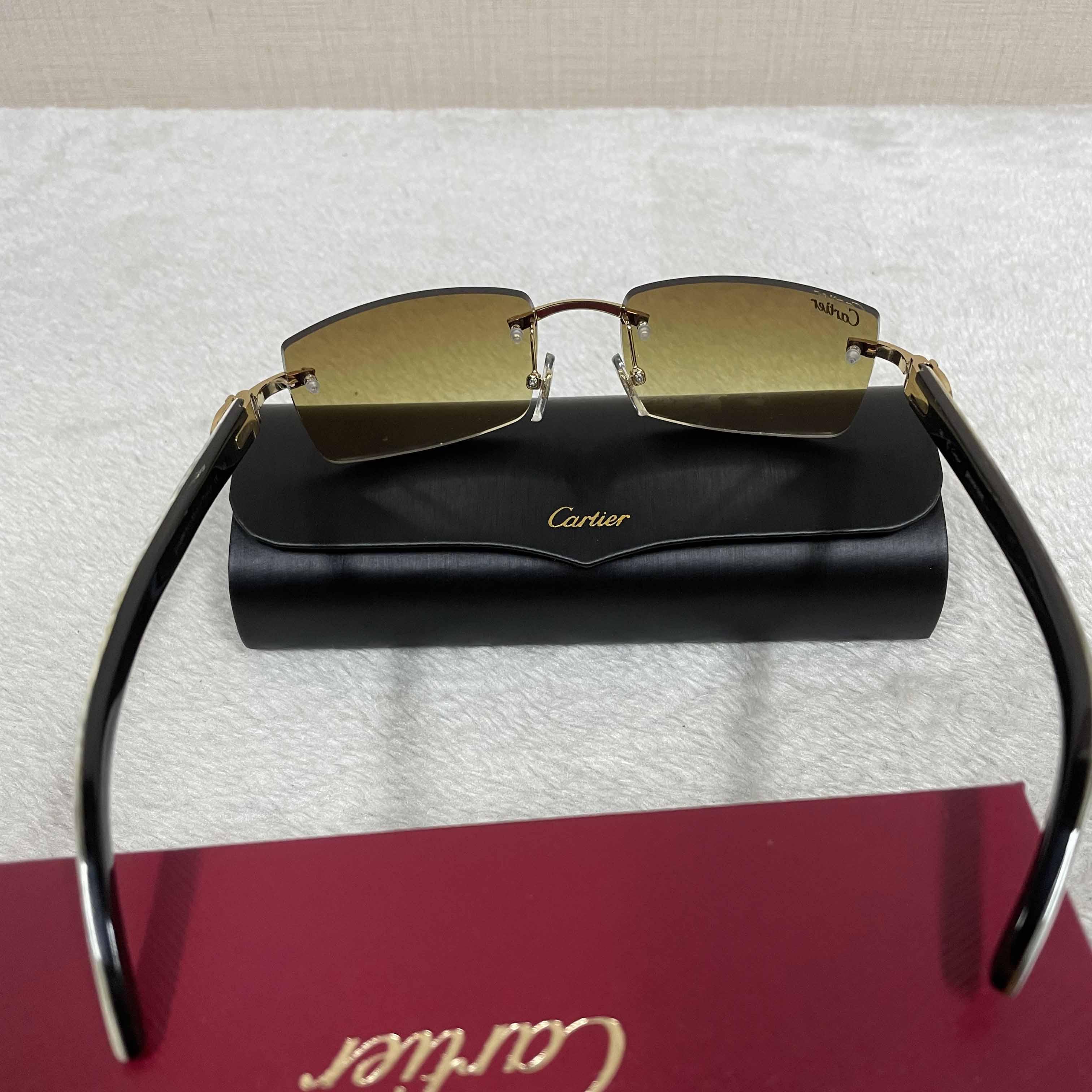 Cartier 3524012 White Buffalo Big Lens Sunglasses In Brown - PerfectKickZ