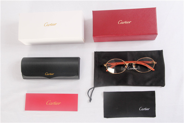 Cartier  51551348 Wood Eyeglasses In Gold - PerfectKickZ