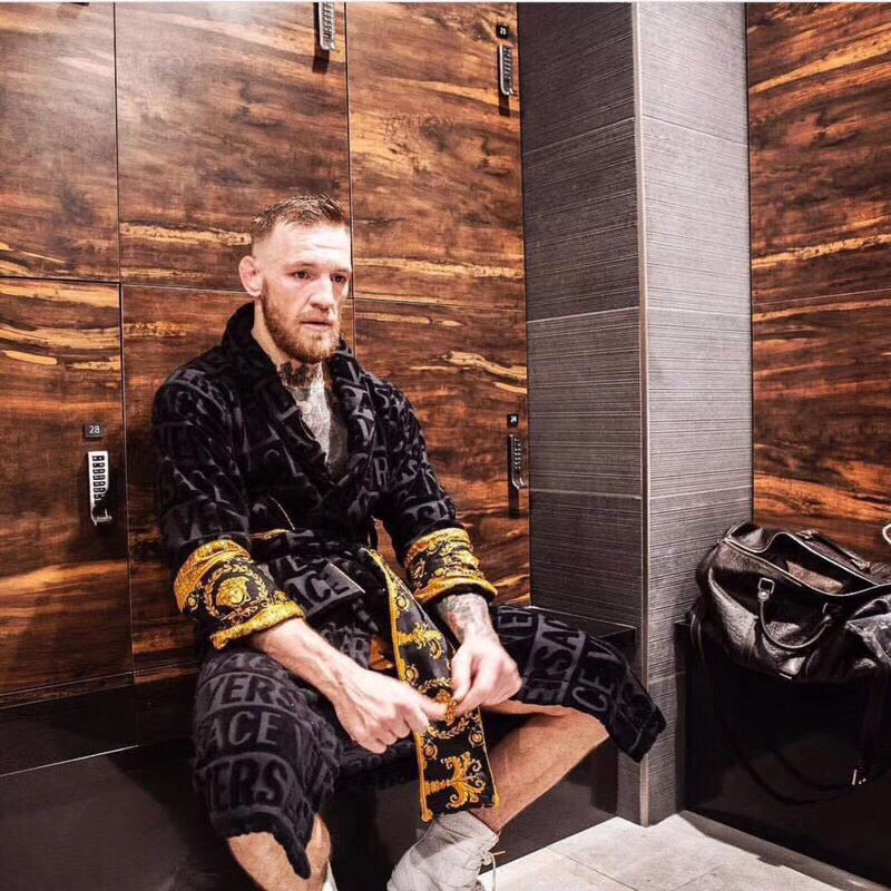 Versace Embroidered Bathrobe Black Gold - PerfectKickZ