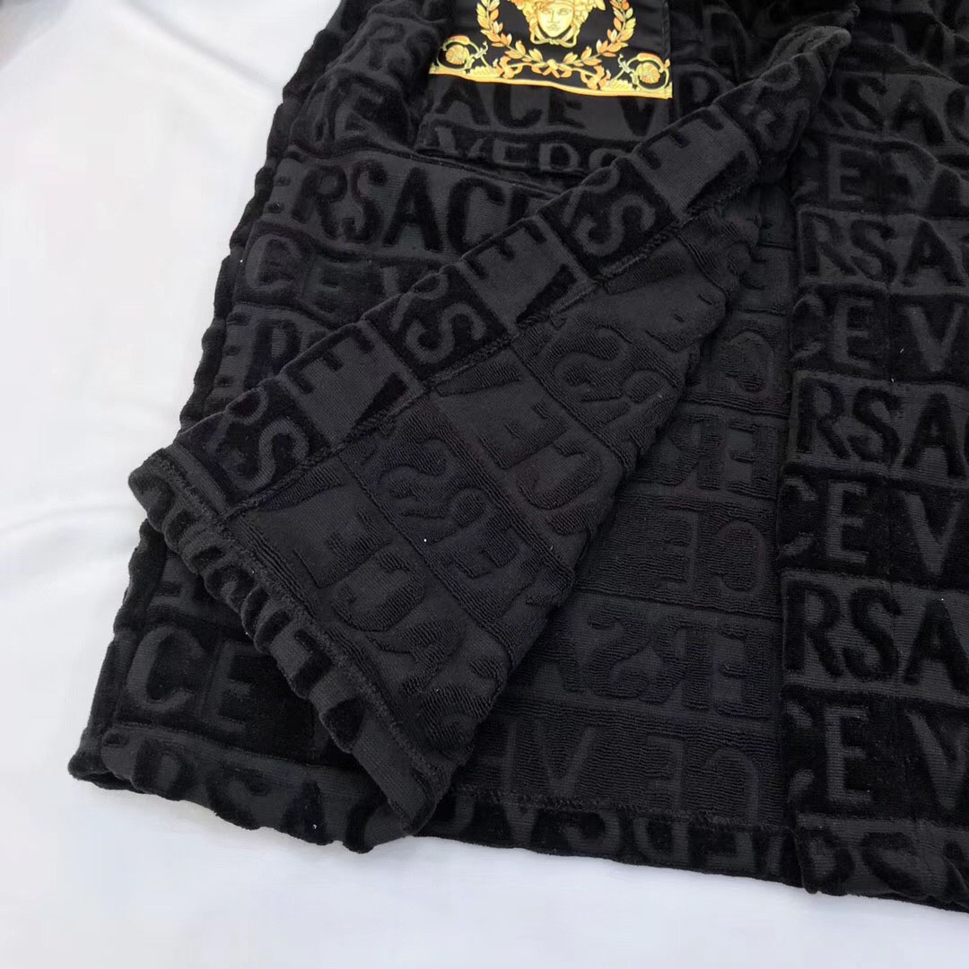 Versace Embroidered Bathrobe Black Gold - PerfectKickZ