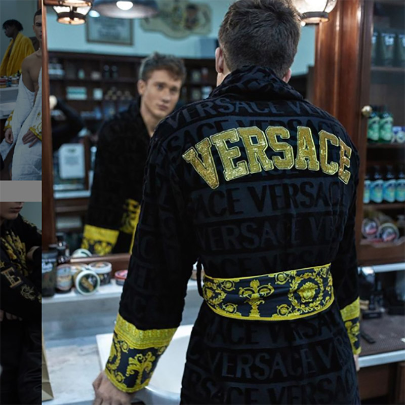 Versace Embroidered Bathrobe Black Gold - PerfectKickZ