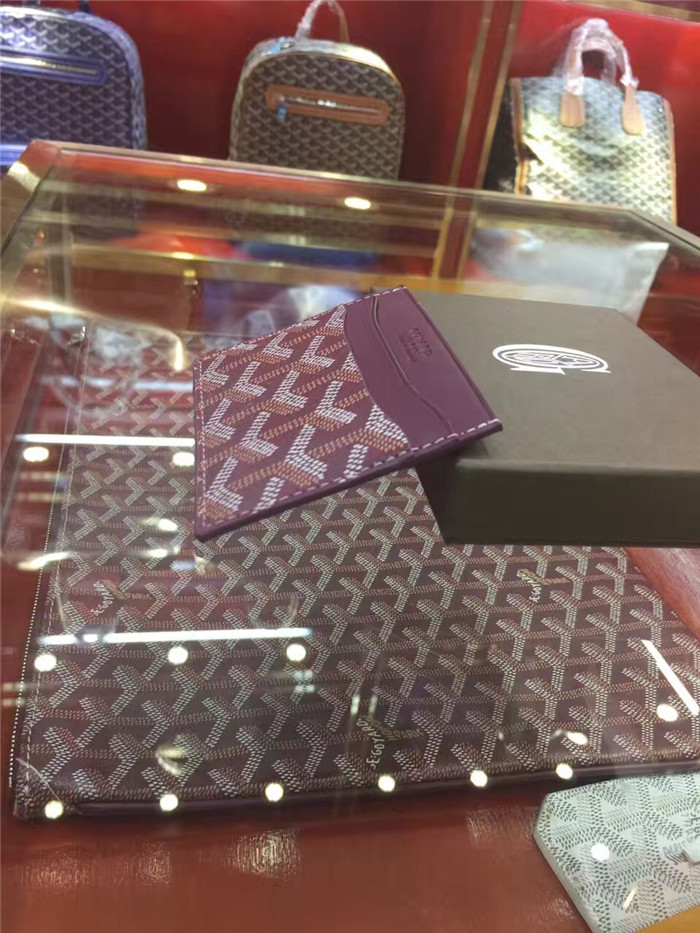 Goyard Card Holder Burgundy - PerfectKickZ