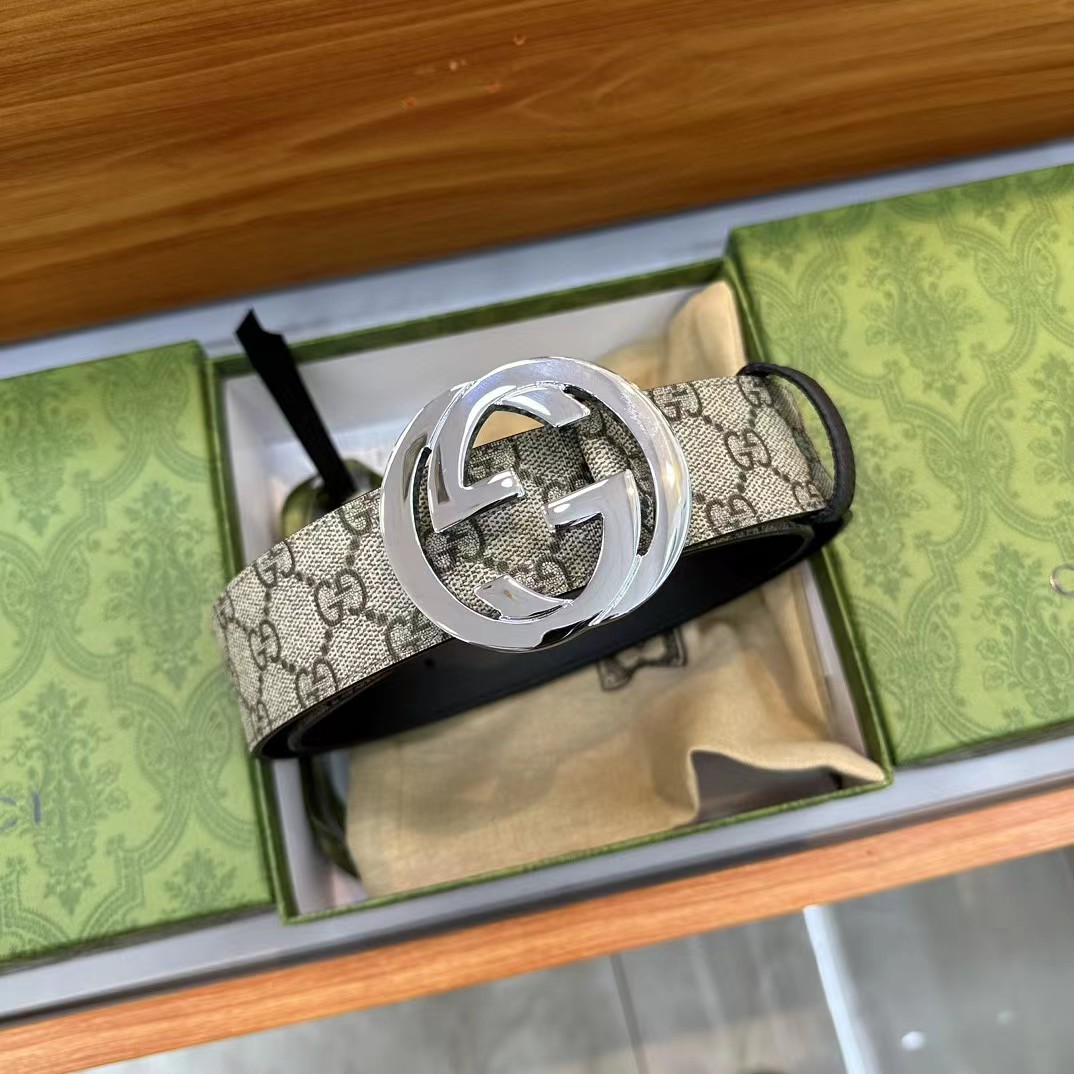 Gucci Belt With Interlocking Sliver  G Buckle - PerfectKickZ