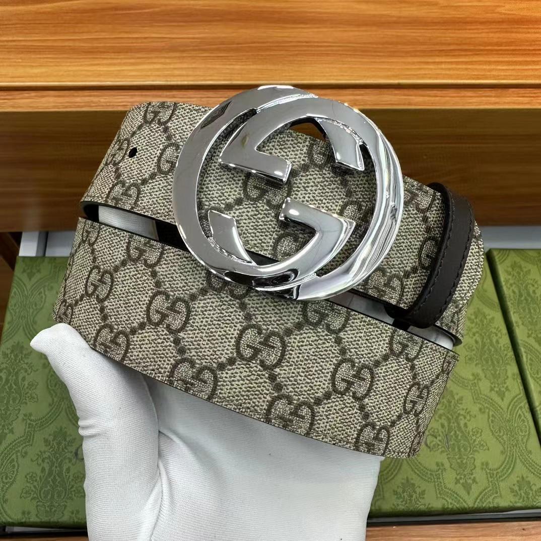 Gucci Belt With Interlocking Sliver  G Buckle - PerfectKickZ