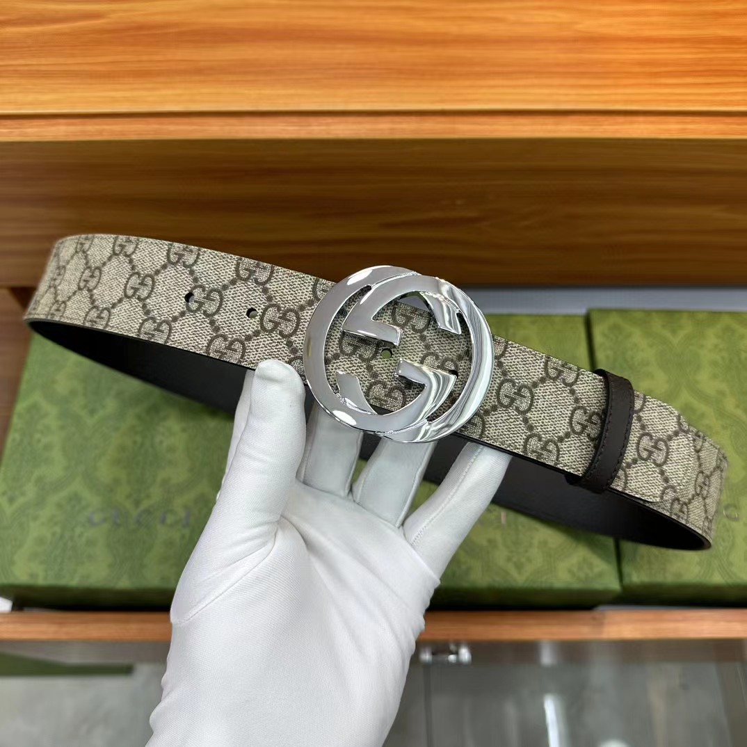 Gucci Belt With Interlocking Sliver  G Buckle - PerfectKickZ