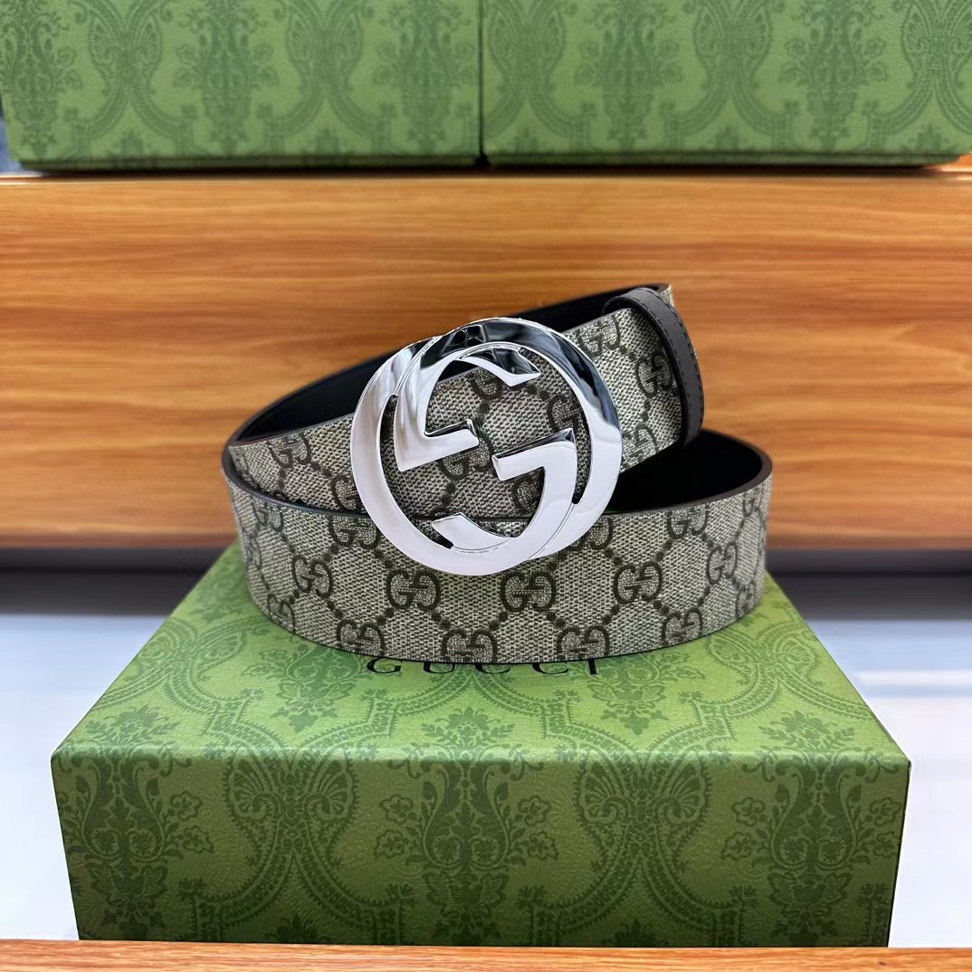 Gucci Belt With Interlocking Sliver  G Buckle - PerfectKickZ