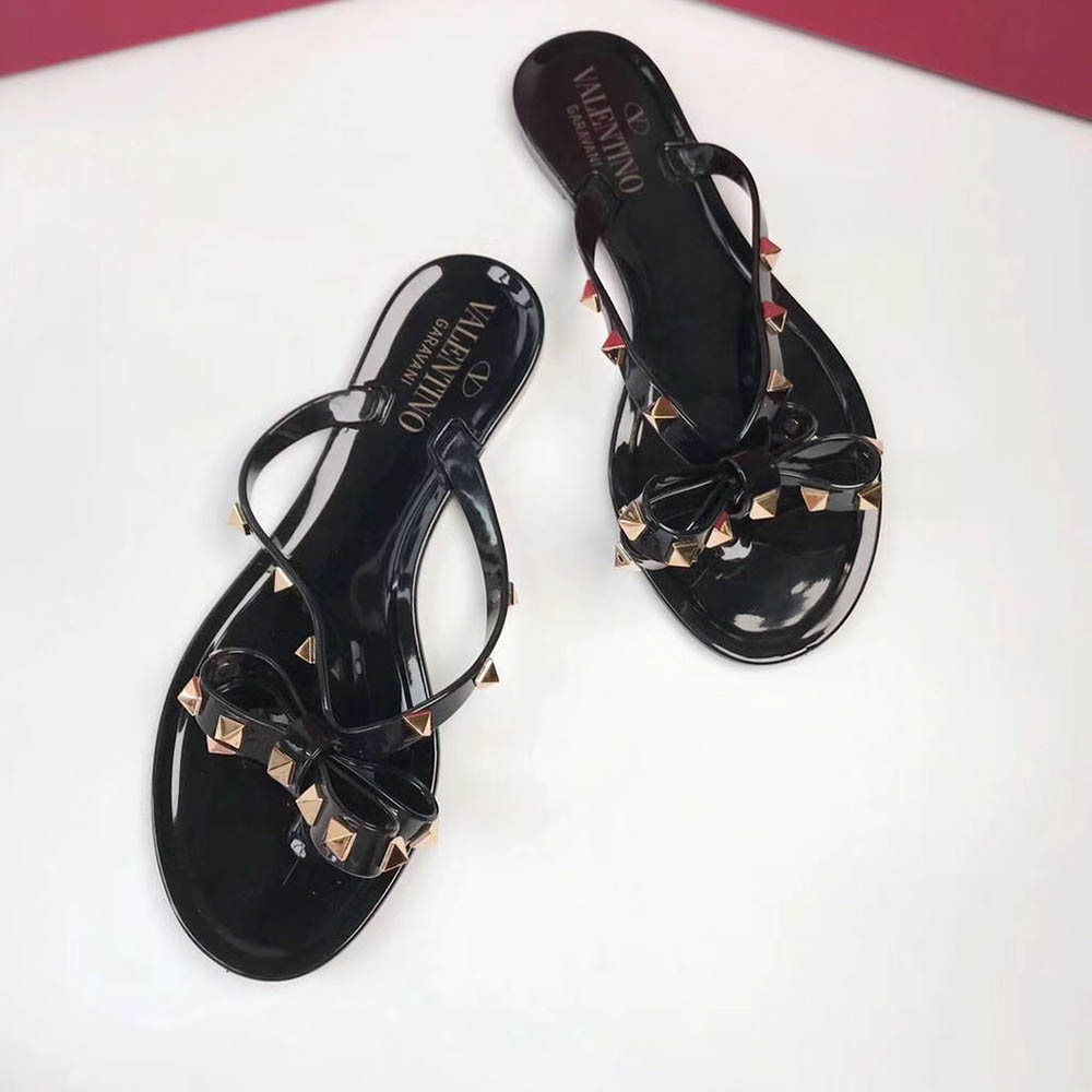 Valentino Garavani Rockstud PVC Flip Flop(Black) - PerfectKickZ