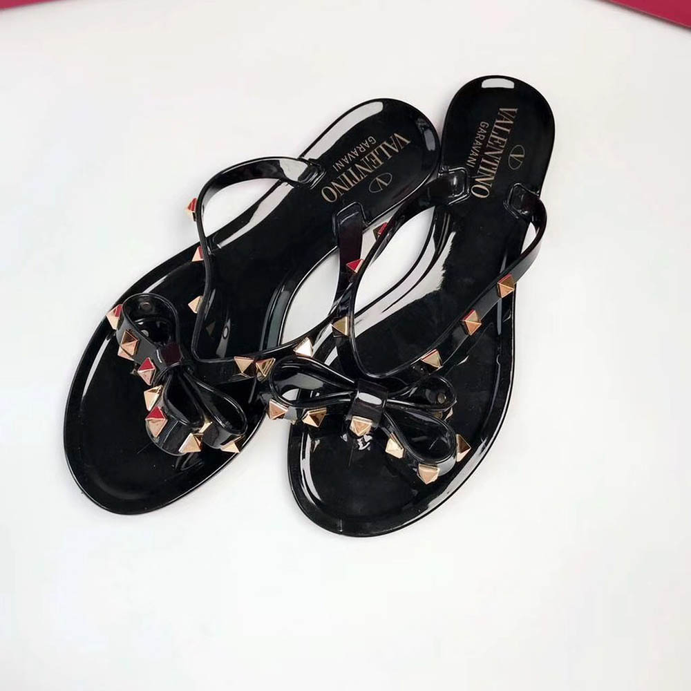 Valentino Garavani Rockstud PVC Flip Flop(Black) - PerfectKickZ