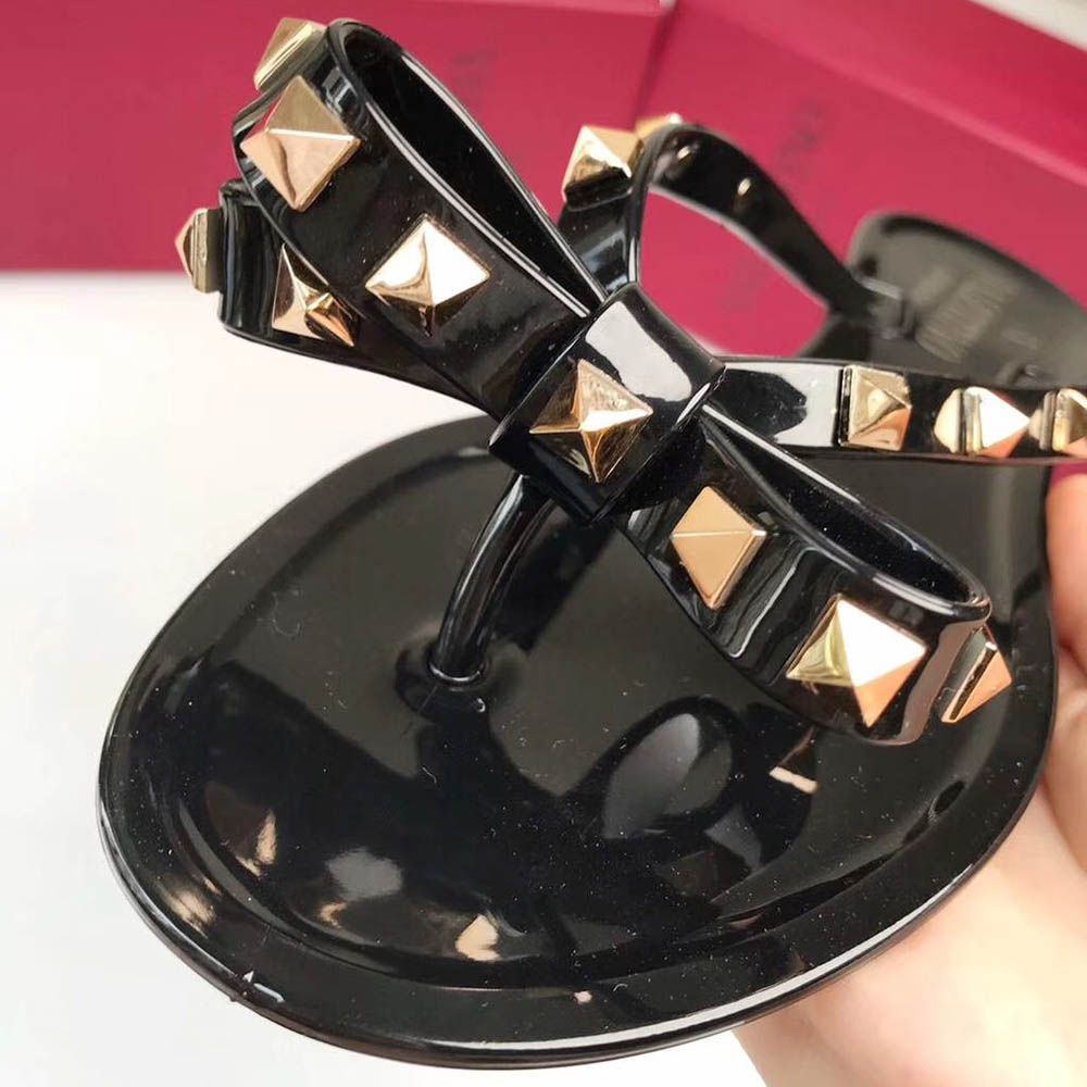 Valentino Garavani Rockstud PVC Flip Flop(Black) - PerfectKickZ