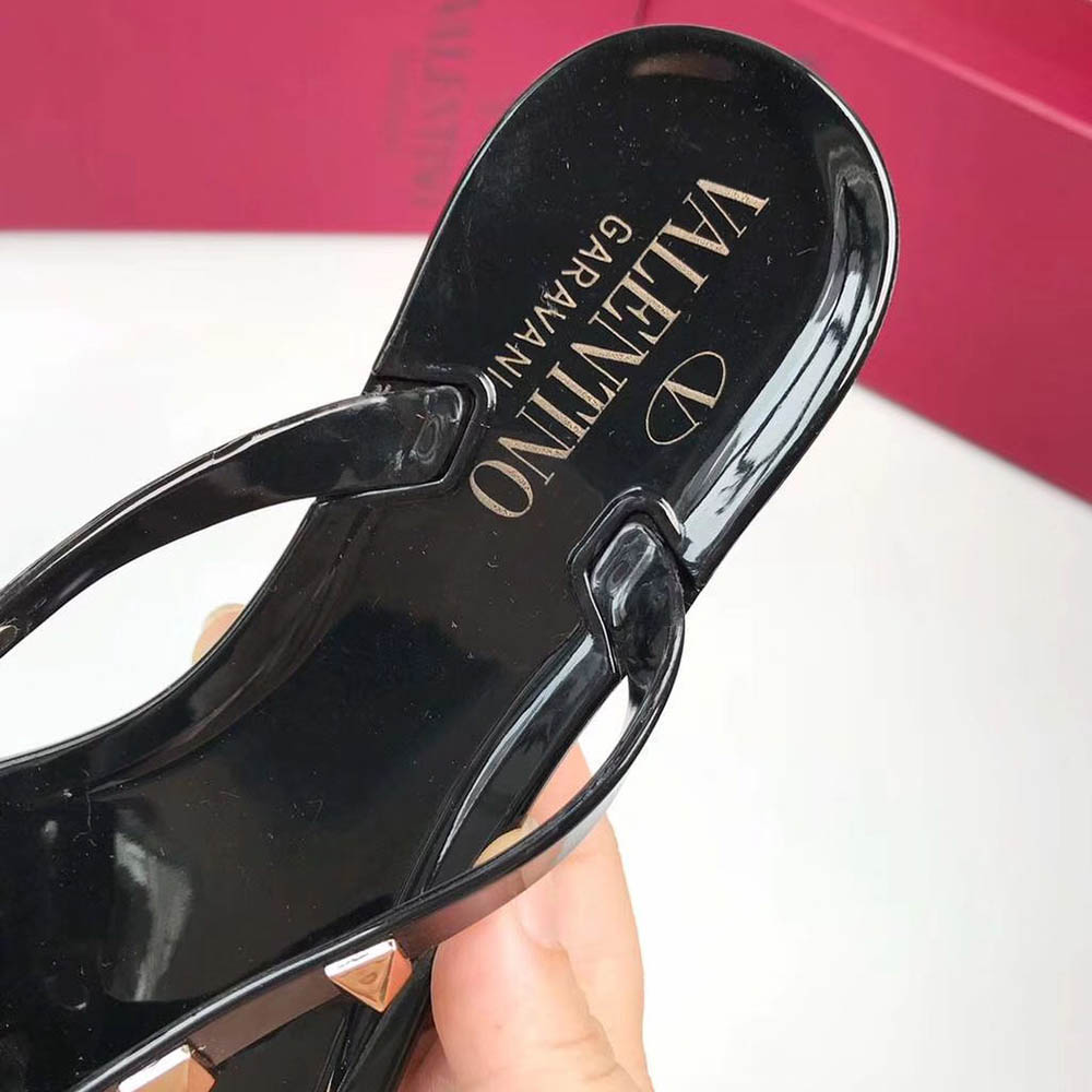 Valentino Garavani Rockstud PVC Flip Flop(Black) - PerfectKickZ