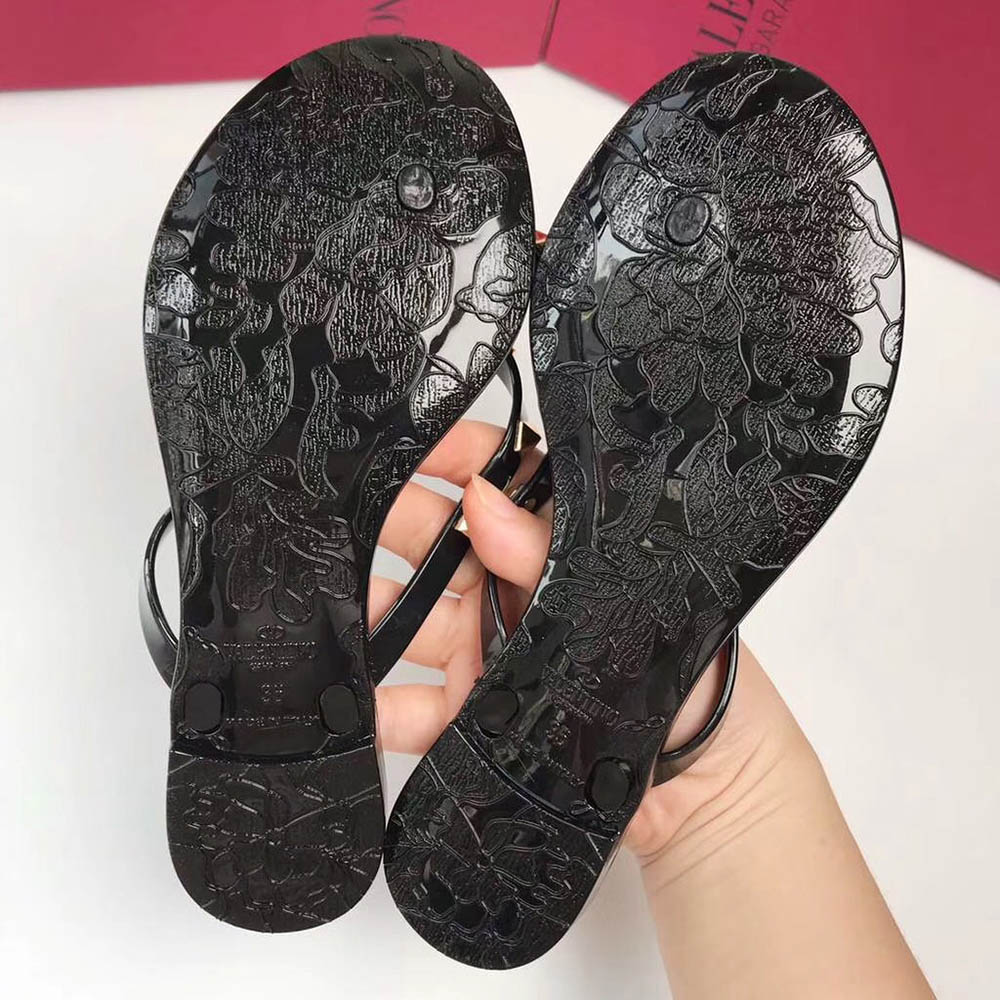 Valentino Garavani Rockstud PVC Flip Flop(Black) - PerfectKickZ