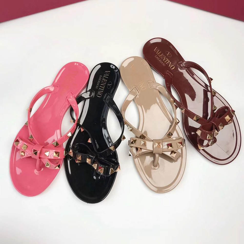 Valentino Garavani Rockstud PVC Flip Flop(Black) - PerfectKickZ